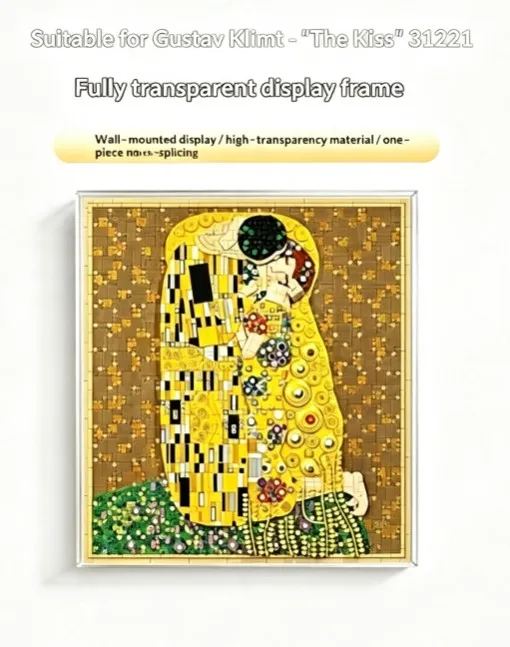 Geeignet für die Verwendung mit LEGO 31221 Klimt 'Der Kuss' Baustein-Kunstgemälde Transparenter Staubdichter Ausstellungs- und Aufbewahrungsrahmen