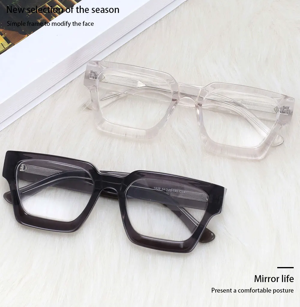 54290 Hochwertiges Acetat-Optik-Brillengestell, quadratische Retro-Brillen, Designer-Luxus-Brillengestelle, optische Brillen – Detail 5