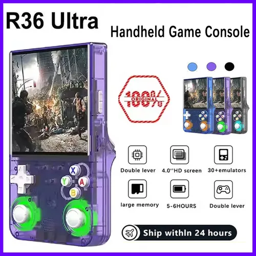 Consola de juegos portátil R36Ultra, pantalla IPS de 4,0 pulgadas, 128GB, más de 20000 juegos Retro, sistema emulador Linux de bolsillo portátil