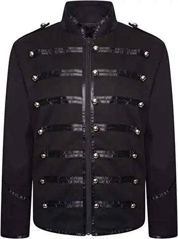 Steampunk Men Gothic Clothing Military Jackets Medieval Vintage Jacket Stand Collar Rock Frock Coat Men's Retro Punk Coat
