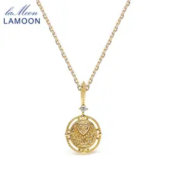 LAMOON Lucky Coin Necklace For Women 925 Sterling Silver Mini Totem Badge Pendant K Gold Plated Handmade Delicacy Jewelry NI070