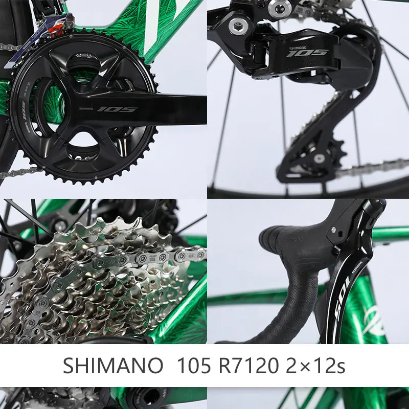 F.YUZE DA54 نمط كراك الجليد المحارب العظيم 105/R7120-24S المنافسة T800 دراجة الطريق من ألياف الكربون مع فرامل قرصية هيدروليكية