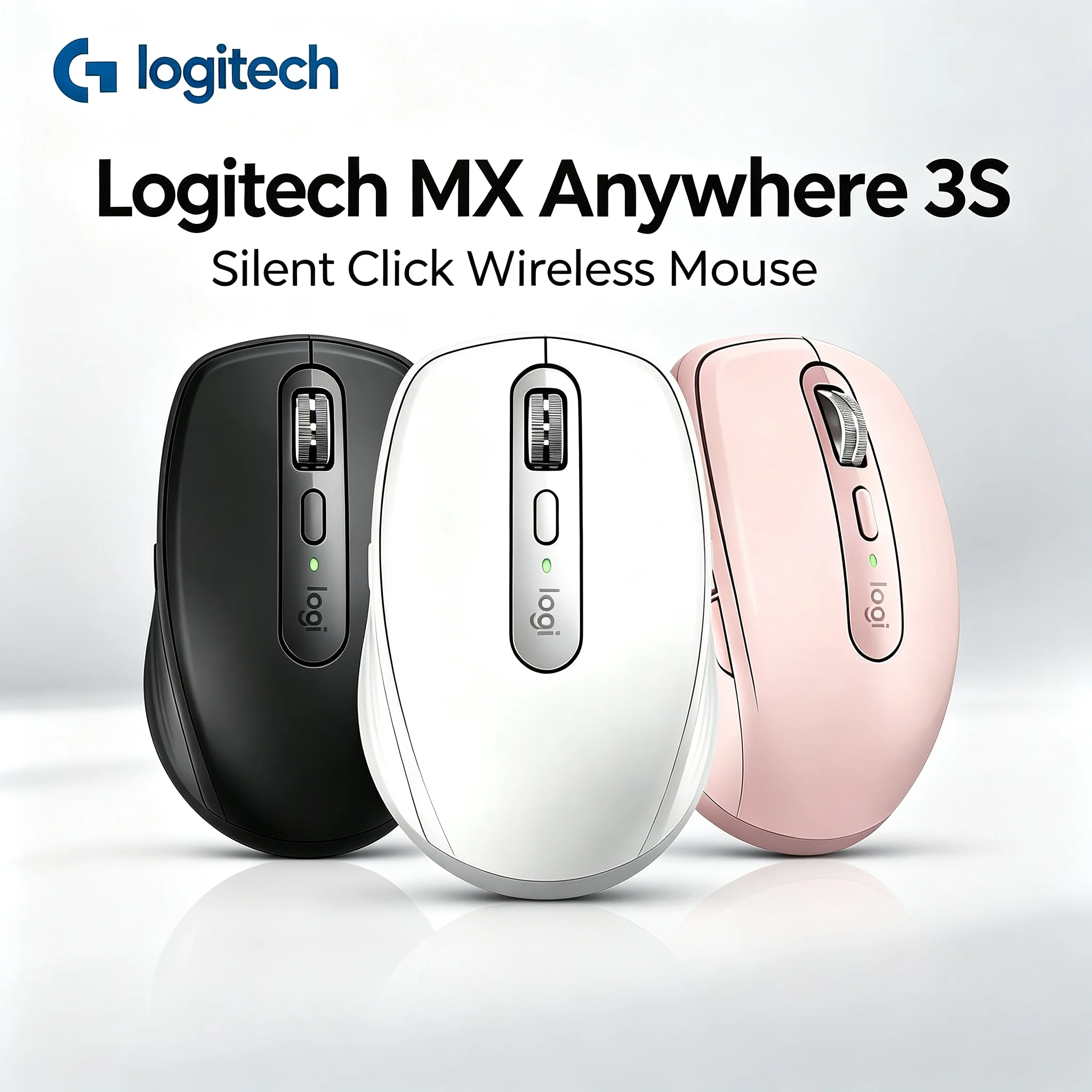 Logitech MX Anywhere 3S Quiet‑Click Rechargeable Wireless Bluetooth Mouse Multi‑Device Ergonomic Travel Office Mice
