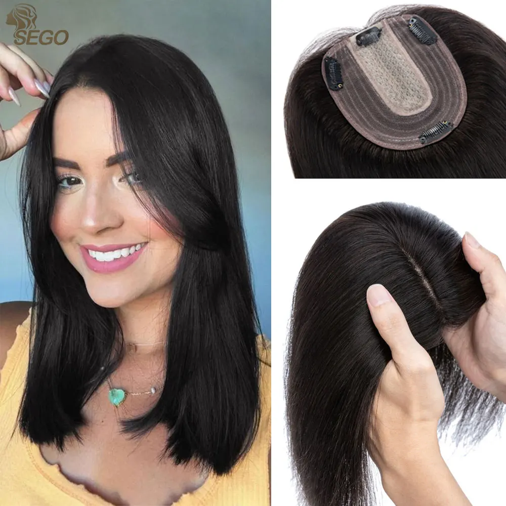 SEGO-Extensions de Cheveux 2.5 Naturels pour Femme, Postiche à 4 Clips, 10x12cm, 100% x 9cm, InjBase