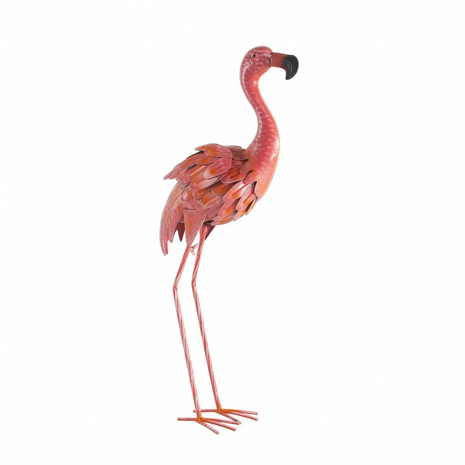 Flamingo Garden Decoration Metal Sculpture Iron Pink Bird Statue for Outdoor Patio Balcony Lawn Ornament Creative Art Piece