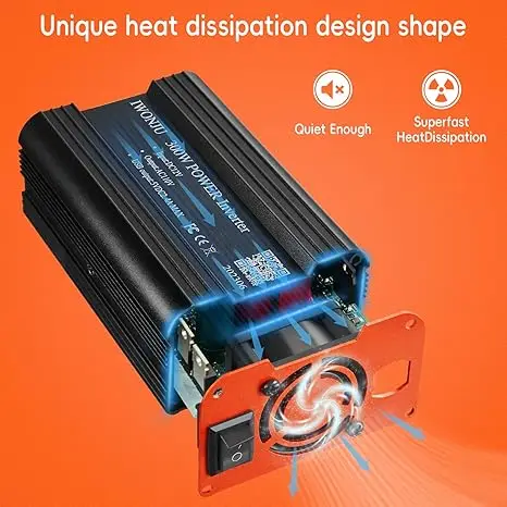 Auto 300W Omvormer DC 12V naar 110V AC Auto Vrachtwagen RV Omvormer Snoer 23,62 Inch 4,8A Dual USB Auto Adapter (Type C Adapters Inclu