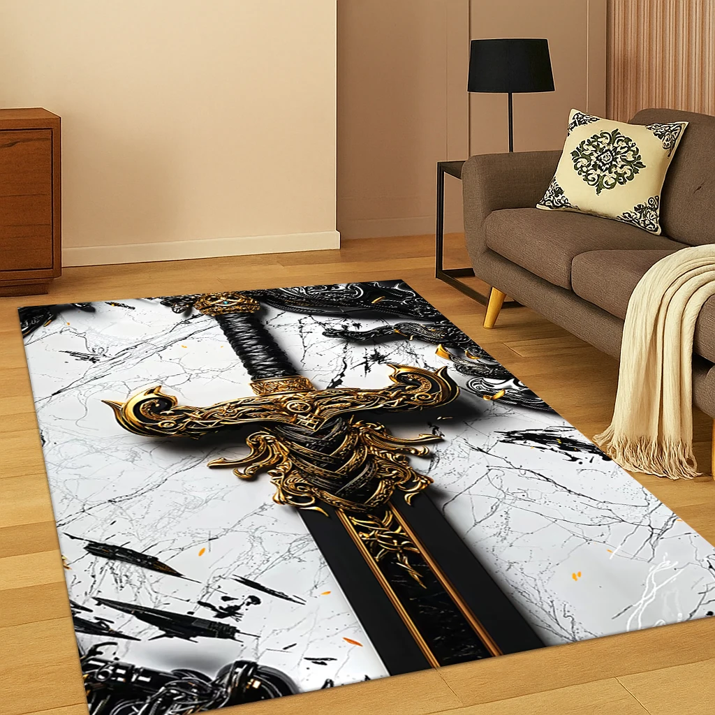 3D Gothic Skeleton Snake Magic Sword Carpet Rug for Living Room Sofa Home Bedroom Kitchen Doormat Decor,Playroom Non-slip Mat