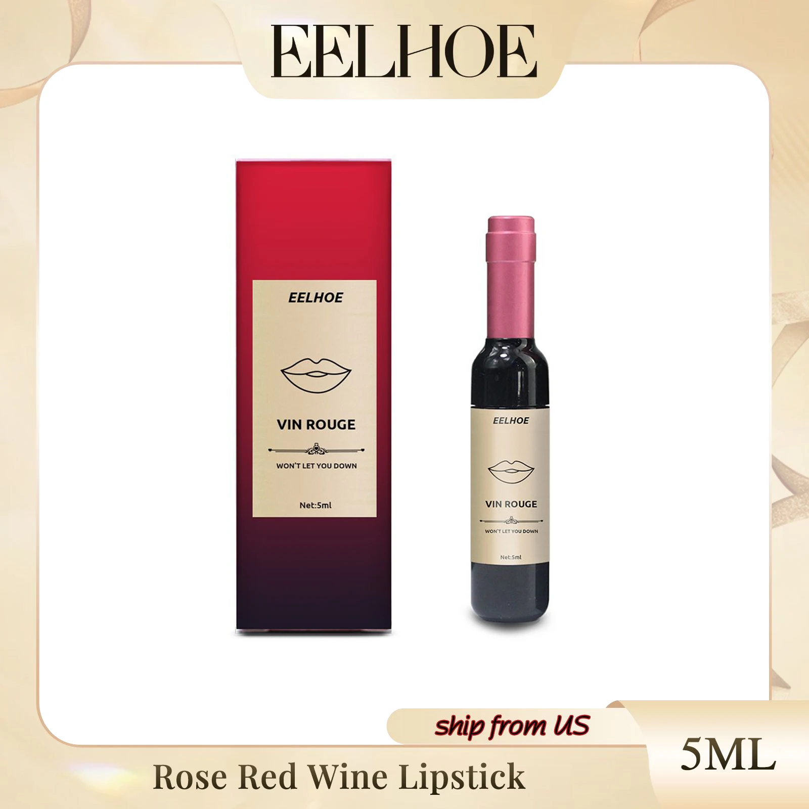 Red Wine Style Lipstick  Moisturizing Non-stick Cup Non-lip Line Color Red Wine Bottle Creative Portable Waterproof Lip Glaze