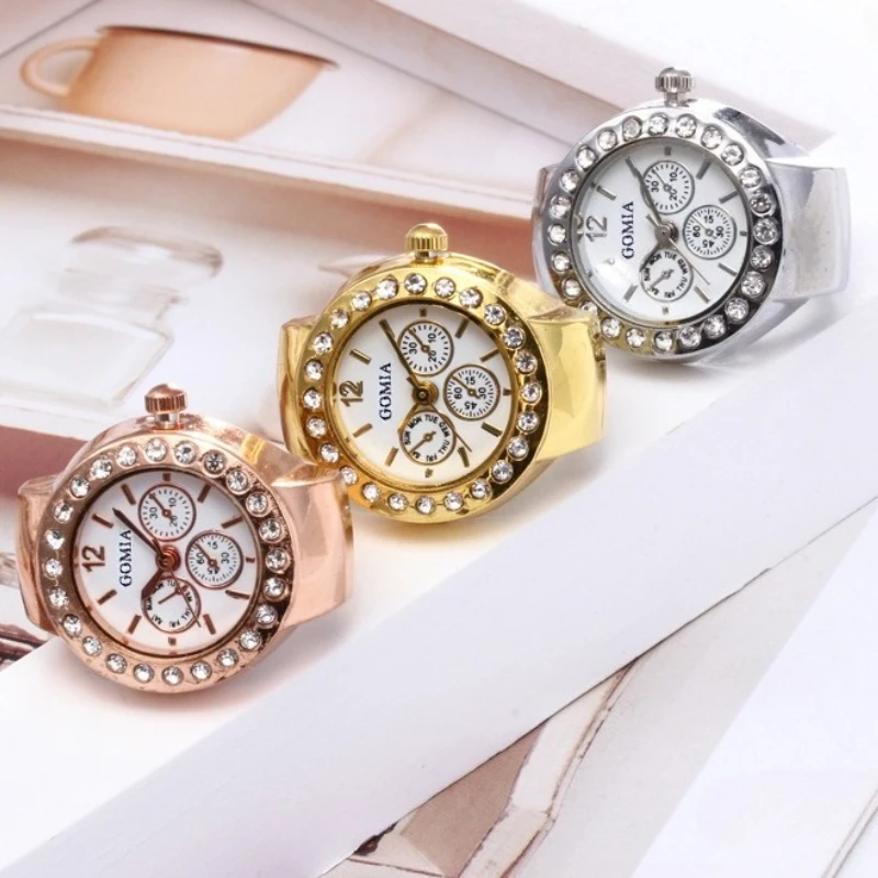 Dreiäugige Kristalle Ringe Uhr Damen Elegante Persönlichkeit High-end-Sinn Mode Ring Charme Schmuck Weihnachtsgeschenk – Detail 2