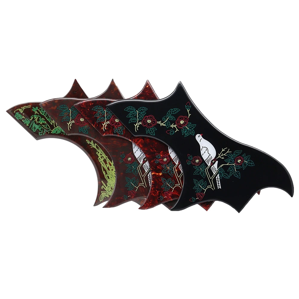 1R Pigeon Flower Crystal Epoxy Resin Guitar Pickguard Elastic Soft Rubber Anti-scratch Plate for Folk Acoustic Guitar