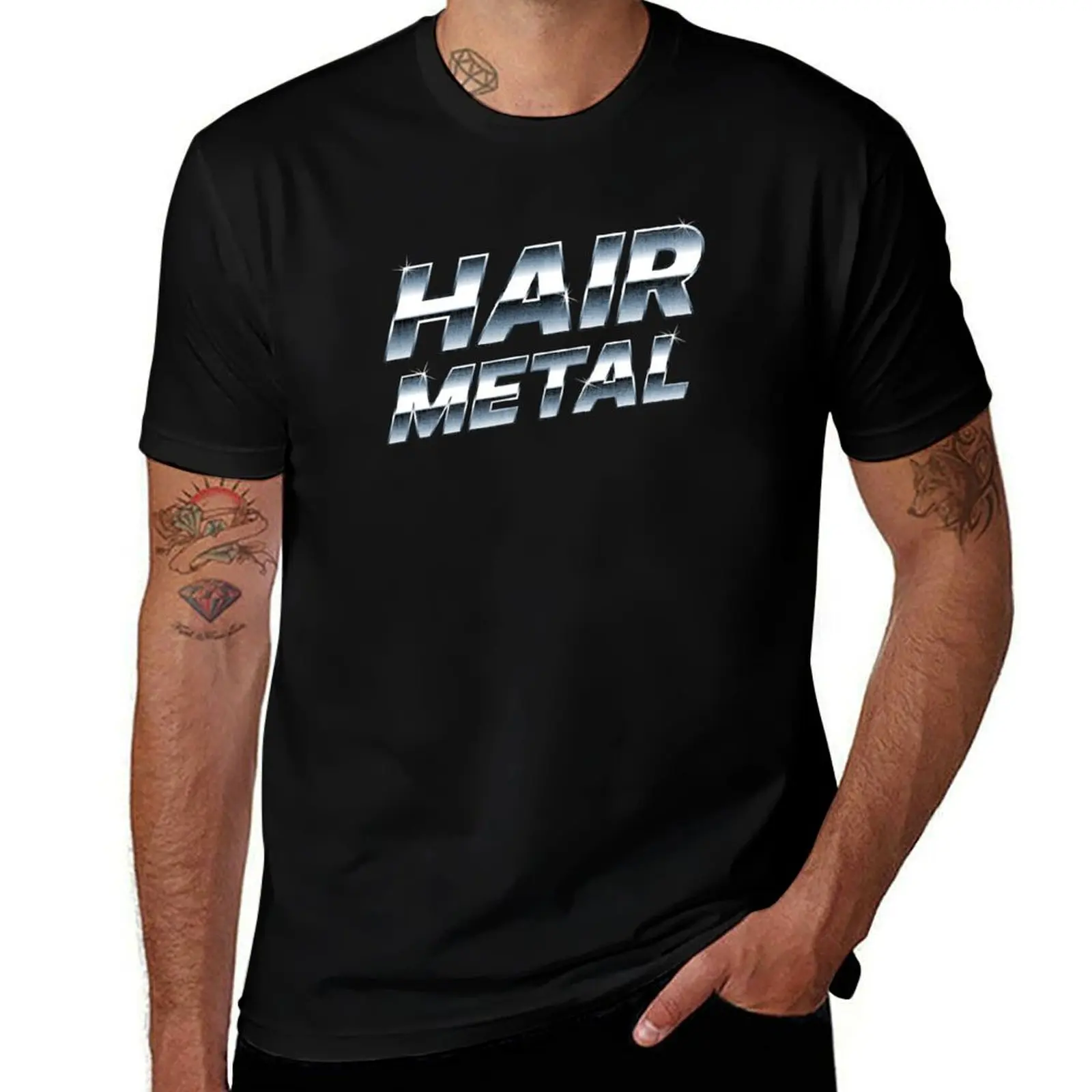 

80's Rock Hair Metal Funny Retro T-Shirt Big Size Simple T-Shirt