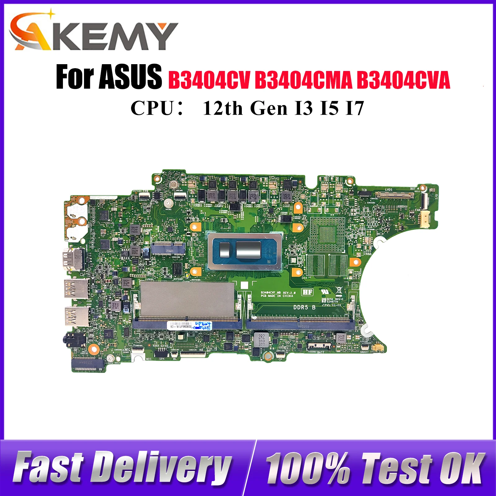 

B3404CV Материнская плата для ноутбука ASUS ExpertBook B3404CMA B3404C B3404CVA Материнская плата для ноутбука с процессором I3 I5 I7 100% tests OK stk