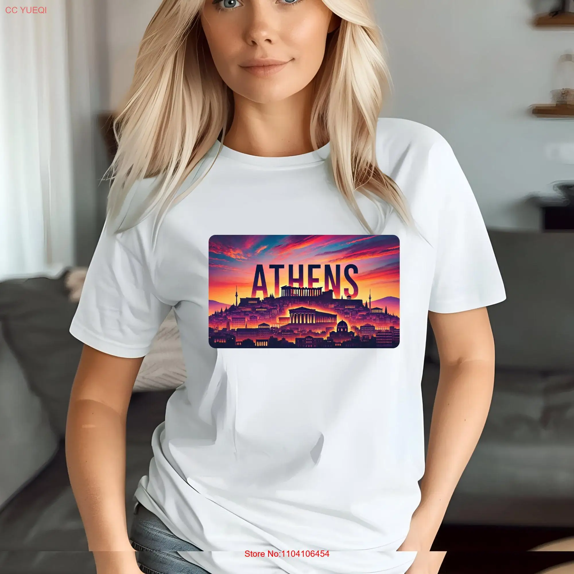 ATHENS SILHOUETTE Capital City T Shirt Stylish Urban Design for Everyday Wear Trendy Casual Outings Cityscape Print