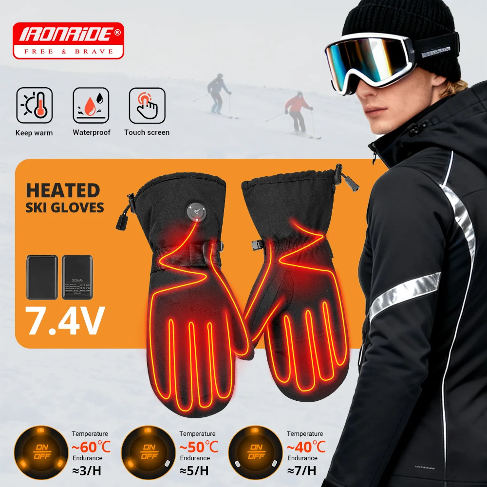 

Зимние лыжные перчатки с подогревом, перезаряжаемая электрическая батарея для мужчин и женщин, сохраняющие тепло, спортивные перчатки с подогревом на открытом воздухе