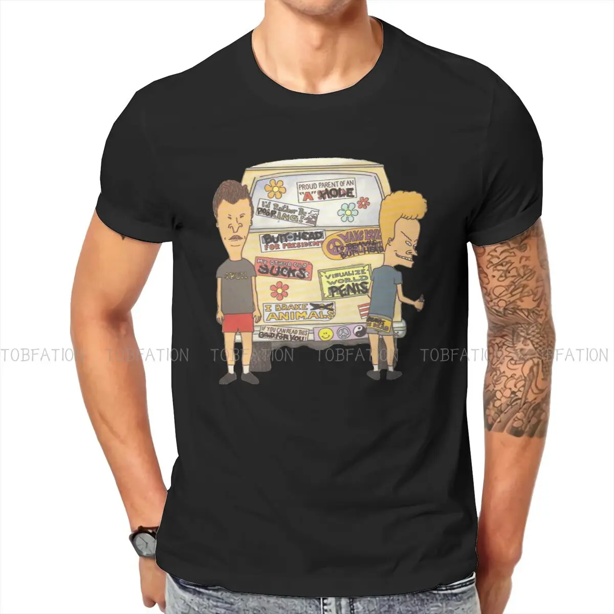 Beavis and Butthead Lustige Sarcastic Cartoon Camping T Shirt Vintage Gothic Polyester männer T-shirt Oansatz Männer Tops