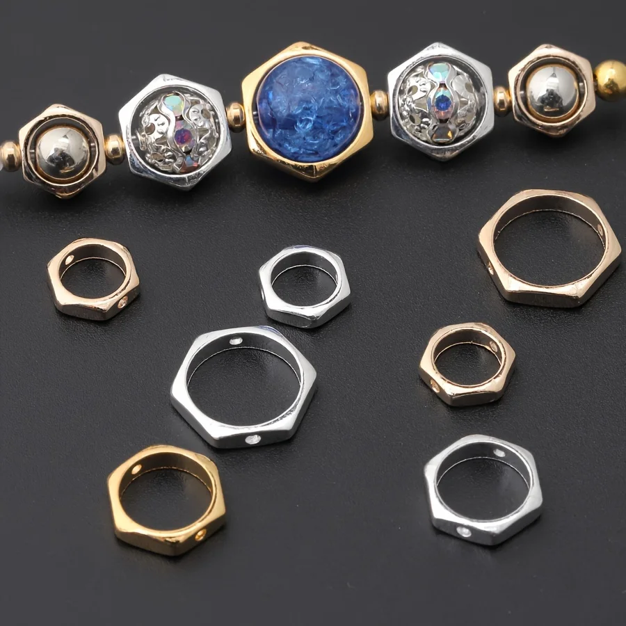 Lot de 10 anneaux de perles en forme de losange de 8/10/12 mm, connecteurs d'espacement pour la fabrication de bijoux DIY