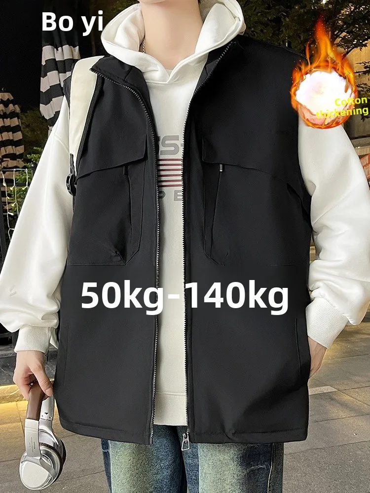

Утепленный зимний мужской жилет большого размера, теплый, с множеством карманов, рабочая одежда, верхняя одежда, хлопковая куртка, модная городская мужская одежда