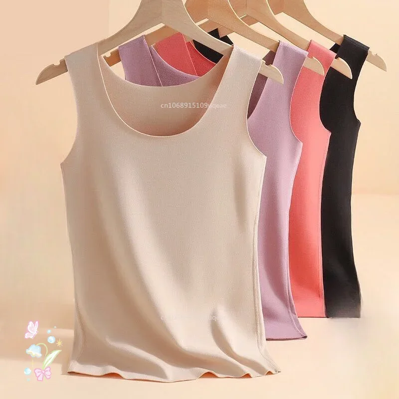 

Women Winter Warm Underwear Thermal Inner Wear Vest M-3XL Crew Neck Tank Tops Thermo Tops Sleeveless Body Slim Undershirt