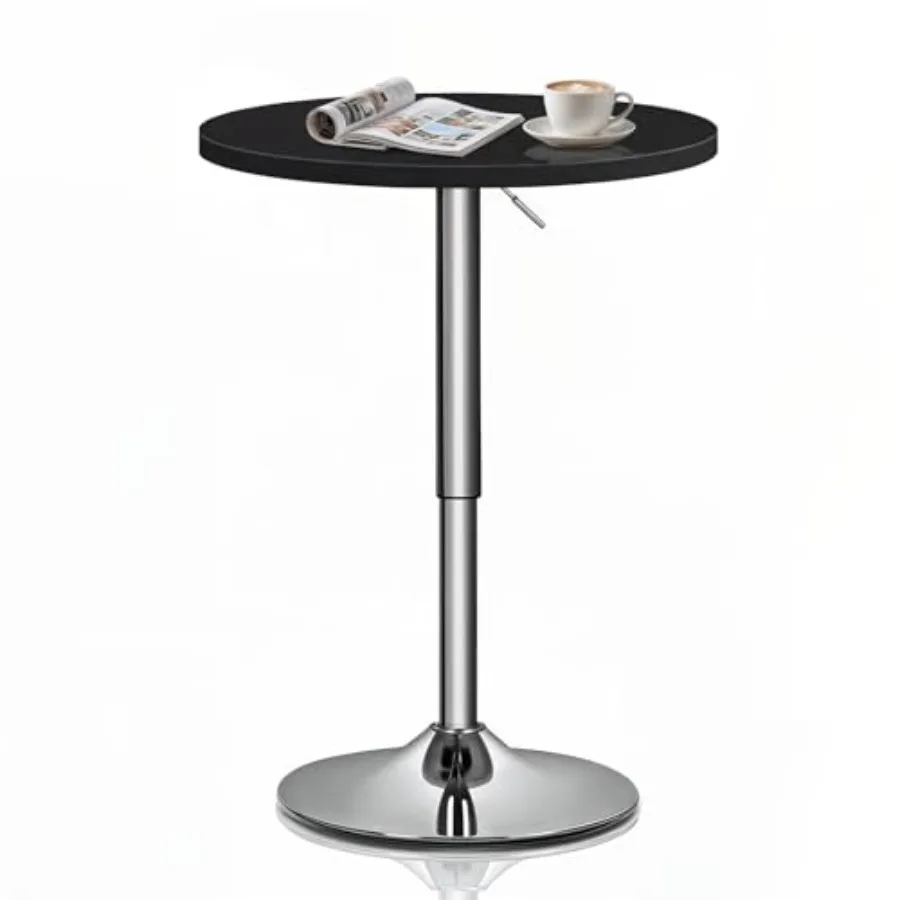 

Круглый барный стол с регулируемой высотой 23,5 дюйма, диапазон регулировки 27,5-36 дюймов, поворот на 360°, столешница из МДФ, черный, для столовой, кафе, бара