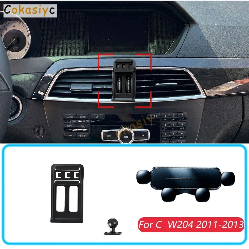 Car Phone Holder For Mercedes Benz C W204 2011-2013 Gravity Stand Mount Support Horizontal GPS Mobile Bracket Accessories With B
