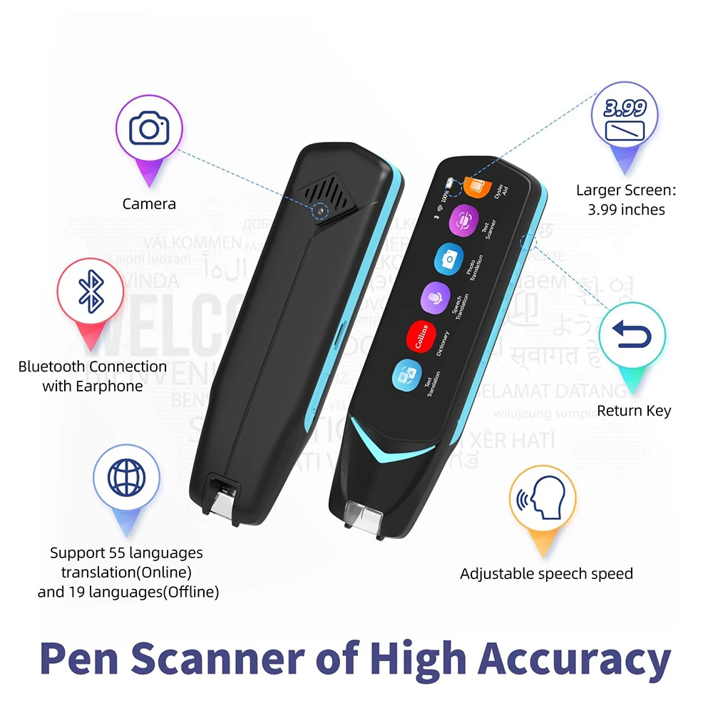 Reading Pen for Dyslexia Scan Reader Pen 4 Text to Speech Device Translator Pen Photo Translation OCR 16GB Bluetooth Pen Scanner