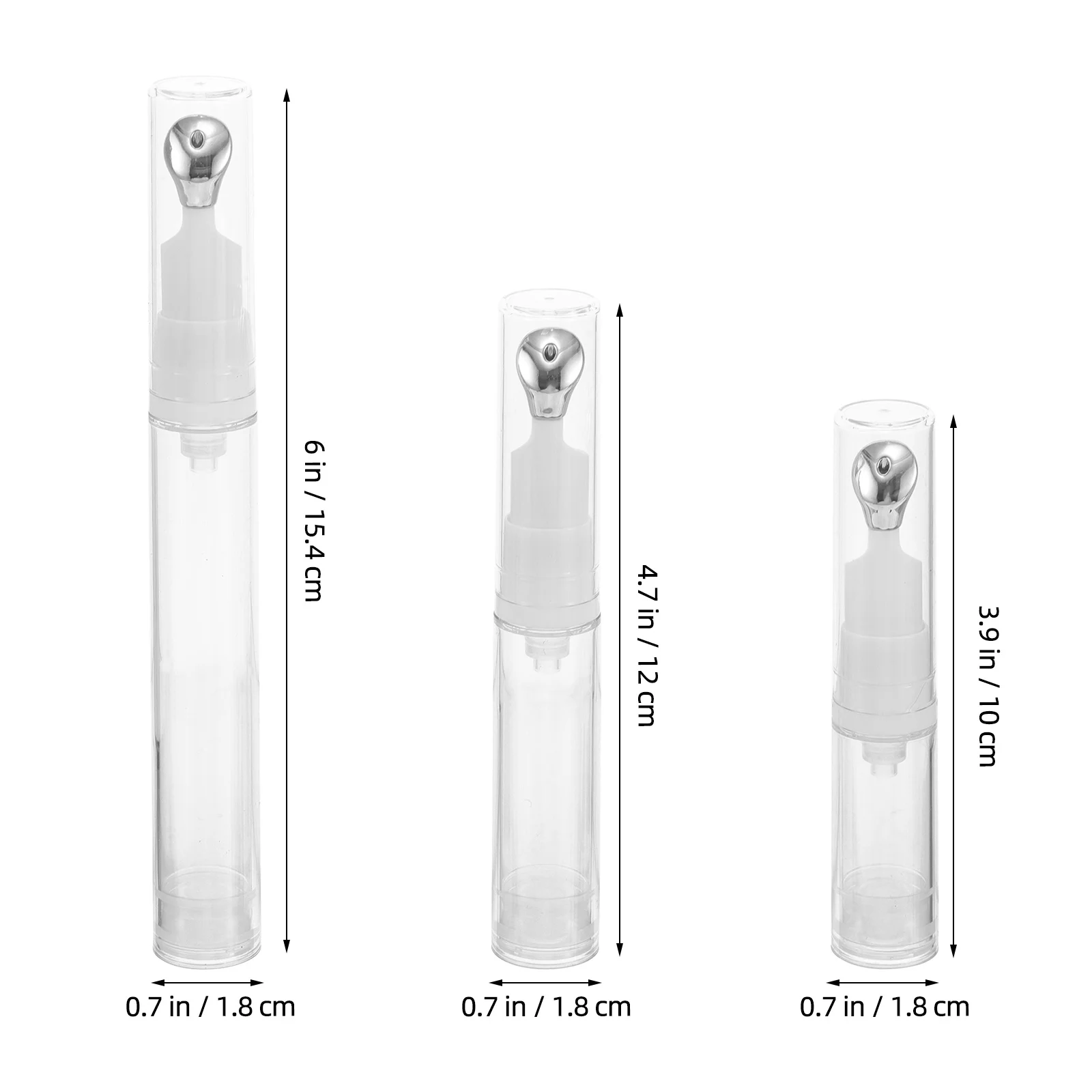 3 قطعة زجاجة قضيب كريم العين الشفافة 5 مللي 10 مللي 15 مللي مضخة بدون هواء مع تصميم مختوم لمصل ملمع الشفاه حجم السفر #3