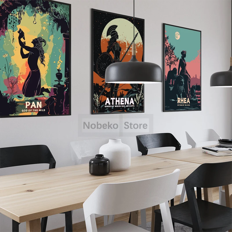 Ancient Greek Mythology Greek Gods Poster Colorful Prints Canvas Painting Ancient Greek Wall Art Picture Home Room Vintage Decor