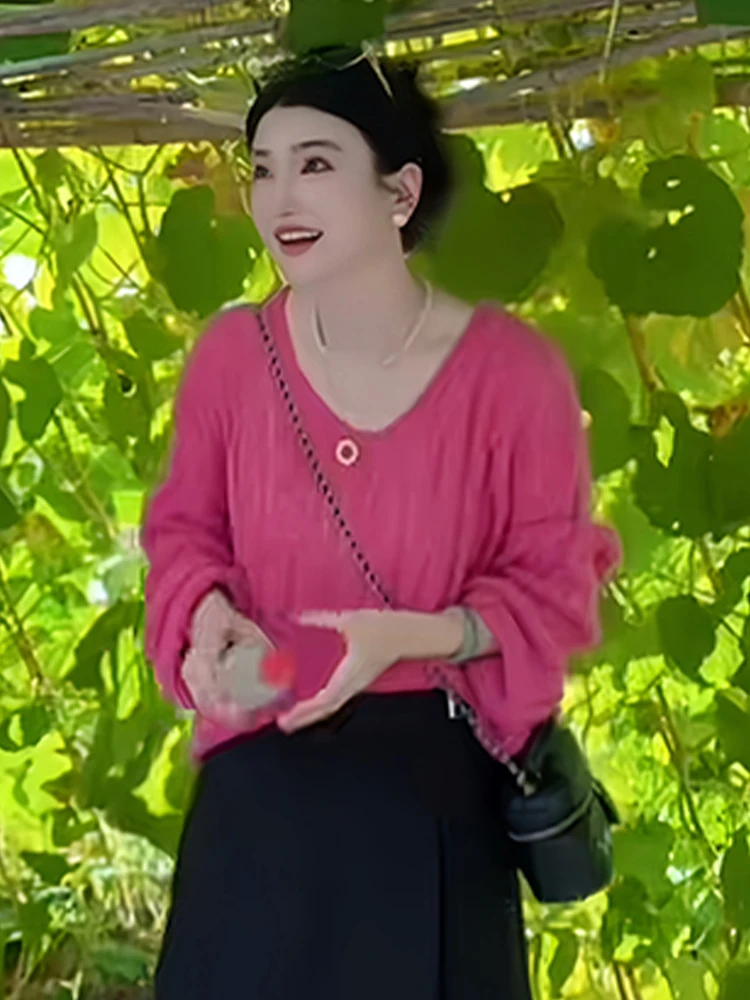 패셔너블한 레이지 슬레 롱 슬리 여성 니트웨어 가을 신상품 소형 사이즈 슬리 다용도 젊은 감각의 탑