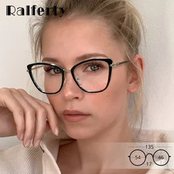 Ralferty High Quality Clear Glasses Women's Eyeglass Frame Anti Blue Light Spectacle Frames 0 Diopter Spring Optical Glasses