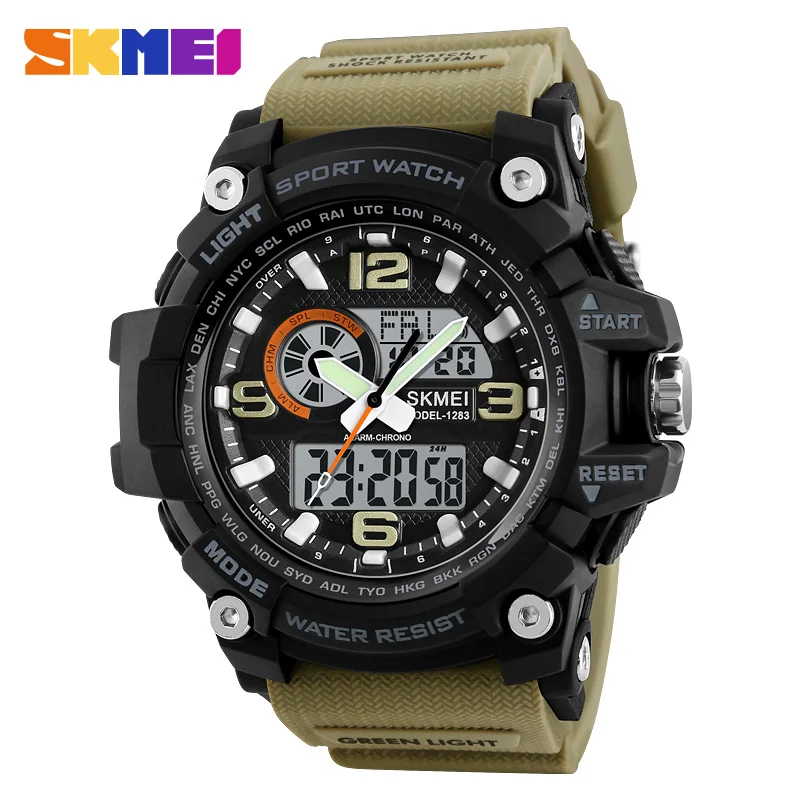 SKMEI Back Light Waterproof Digital Outdoor Sport 3Time Countdown Watches Men Date Alarm New Fashion Wristwatch reloj hombre