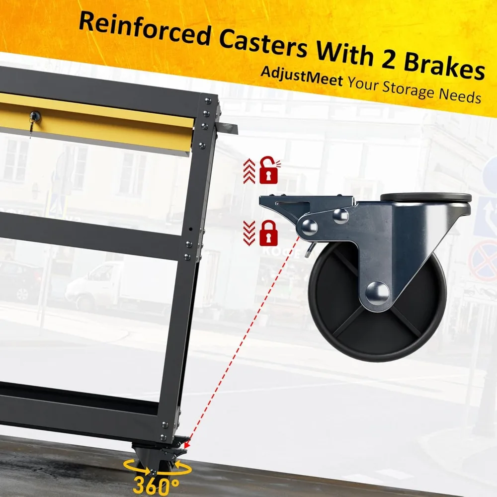 Тележка для инструментов на колесах, сверхмощная универсальная тележка, рабочая тележка с ящиками и пегбордами, грузоподъемность 440 фунтов