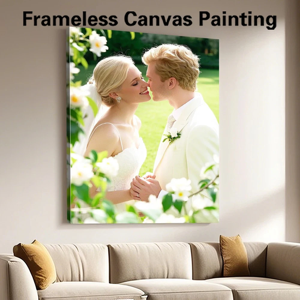 

1pc Frameless Personalize Custom Photo Wedding Photos Art Print Fashion Canvas Poster Wall Pictures For Bathroom Poster