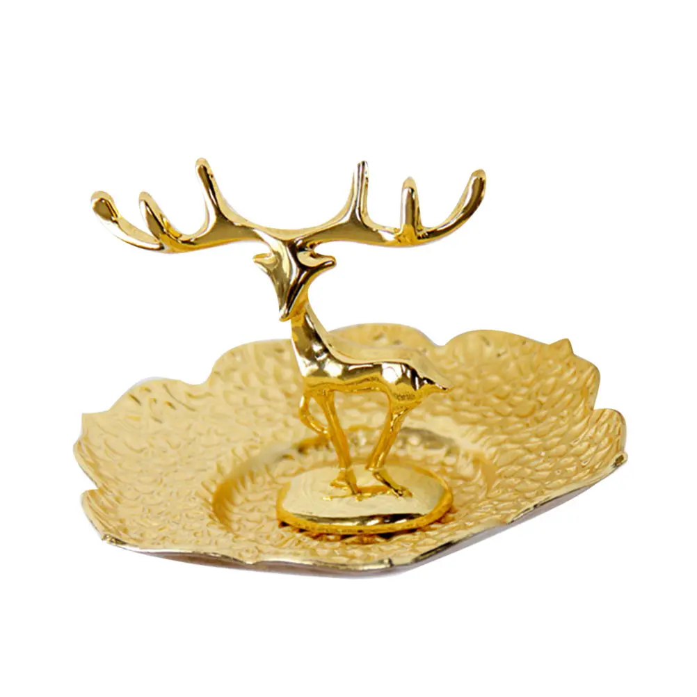 

1pc Jewelry Tray Deer Storage Container Decorative Trinket Dish Elegant Durable Home Desktop Adornment Ring Necklace