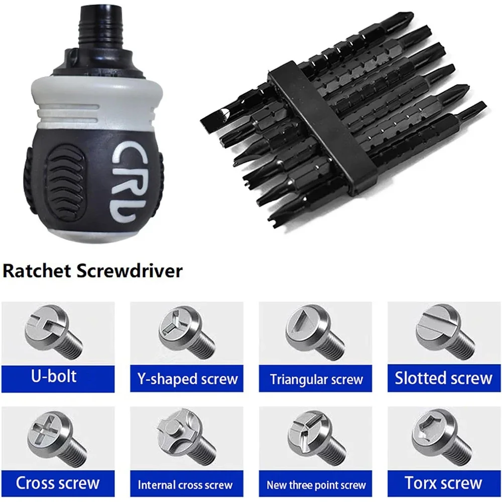 13 in 1 Ratchet Screwdriver Set Short Handle Cross Groove Drill Head Telescopic Detachable Steel Screw Driver Repair Hand Tools