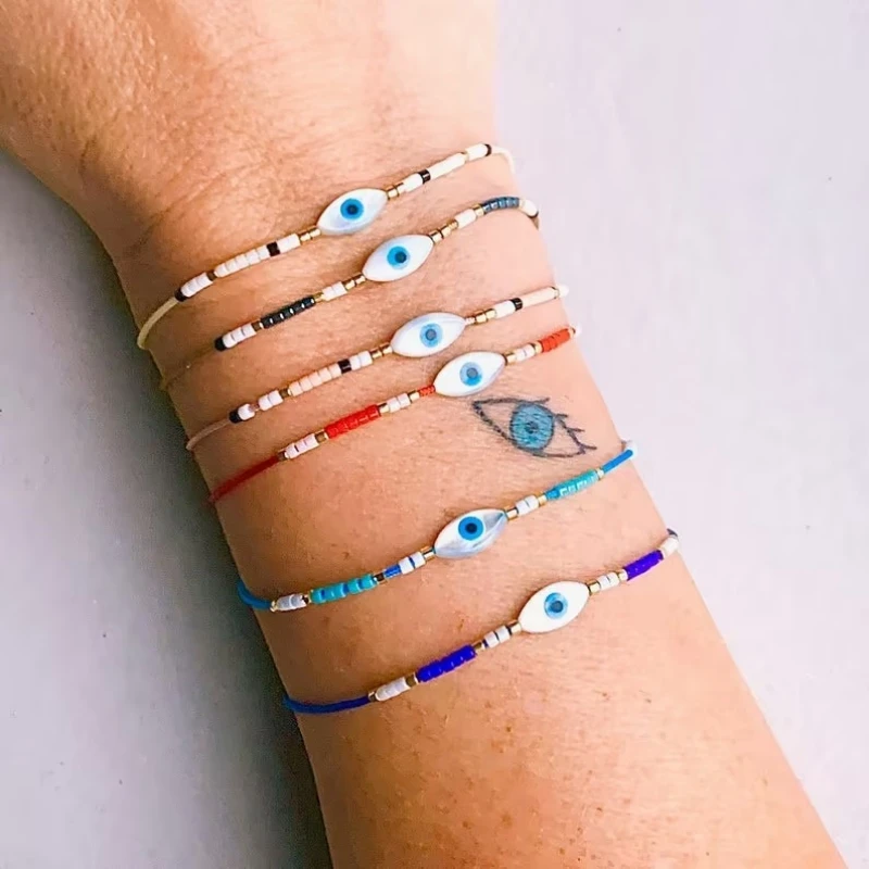 KKBEAD Shell Evil Eye Bracelet Jewelry for Women Miyuki Seed Beads Dainty Simple Bracelets  Pulseras Mujer Moda Jewellery