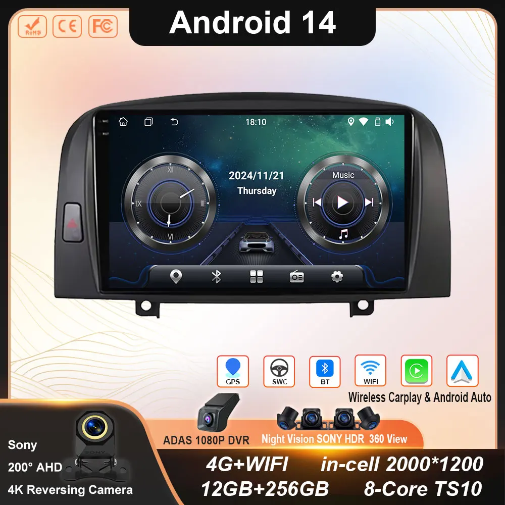 

Carplay Android Auto Radio For Hyundai SONATA NF 2004-2008 Car Stereo Multimedia Video Player DSP Navigation GPS 4G BT Head Unit
