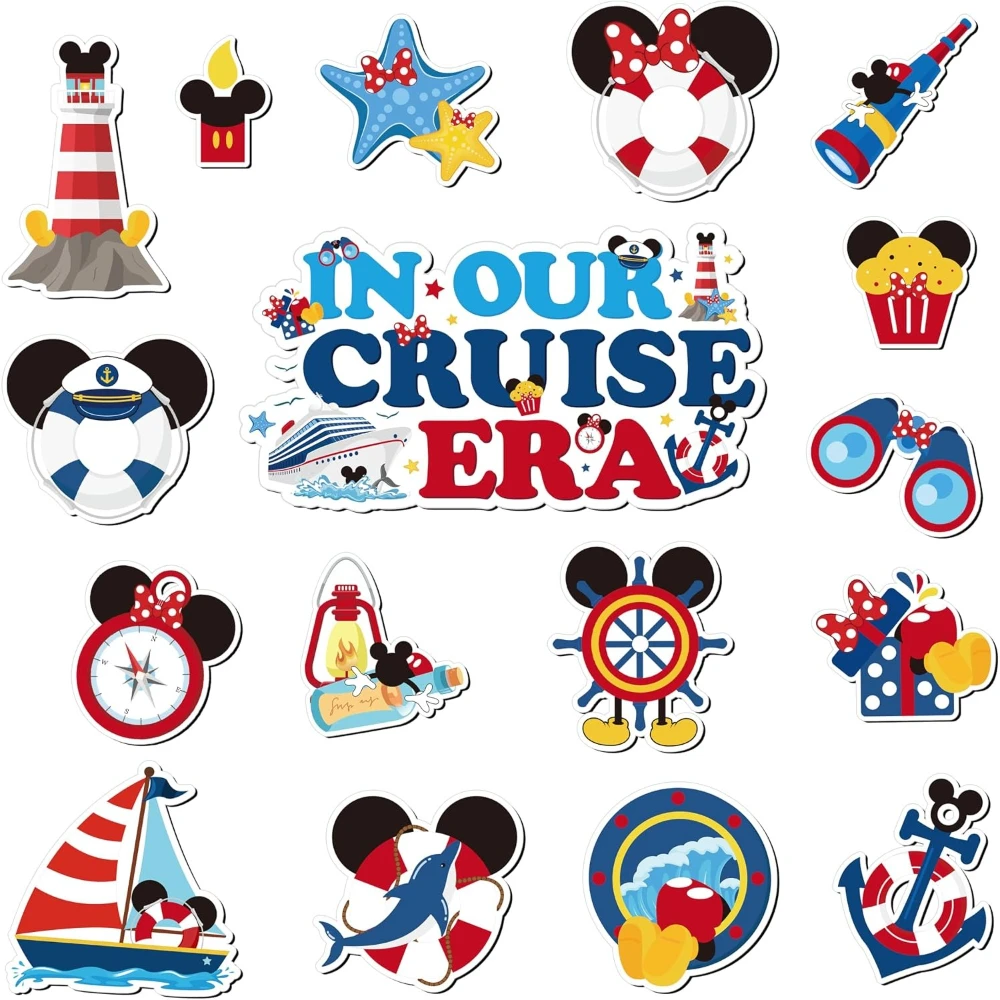 Nautical Cruise Cabin Door Magnetic Stickers, 17Pcs Summer Cruise Ship Party Magnets, Holiday Carnival Entrance Door Decorations