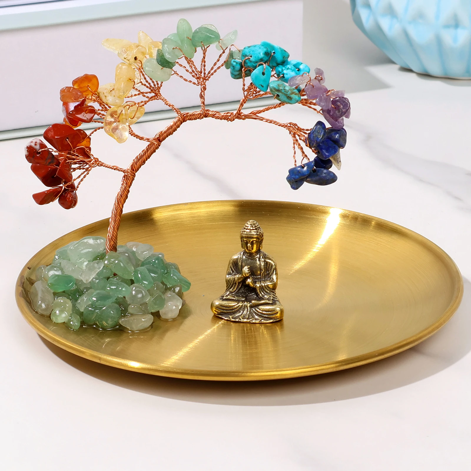 

1/5 sets Tree and Buddha Statue with Crystal Tree Energy Balance Tree of Life Handmade Tree and Buddha Statue Zen Chakra Decor