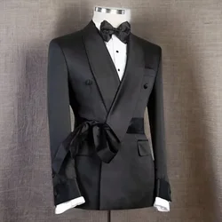 Black Solid Men Suits Blazer Formal Banquet Prom Party Wedding Costume Coat Fashion Classic Shawl Lapel Jacket Slim 1 Piece