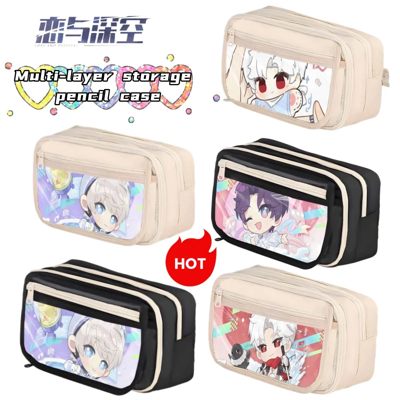

Love and Deepspace Xavier Zayne Rafayel Sylus Large Capacity Student Pencil Case Creative Cartoon Multi-Layer Storage Pain Bag