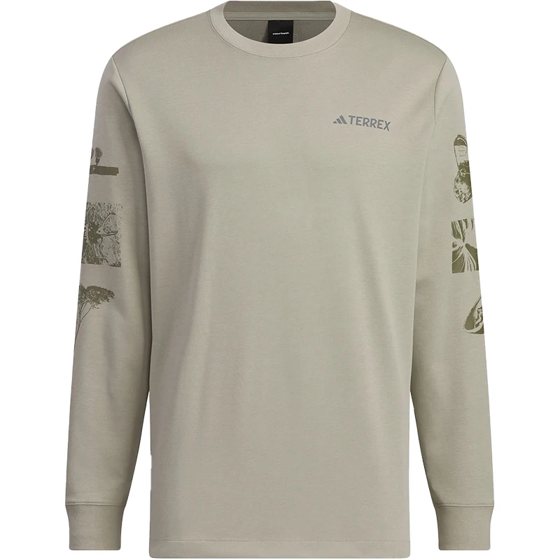 تي شيرت Adidas Official Authentic NATGEO LS TEE للرجال بأكمام طويلة للاستخدام الخارجي IS9509