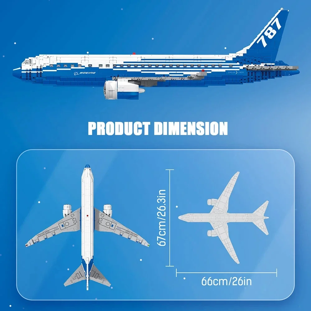 1349PCS MOC Boeing 787 Dreamliner Airplane Building Blocks Set Collectible Airplane Model Desktop Decor Toys Gift for Adult Kid