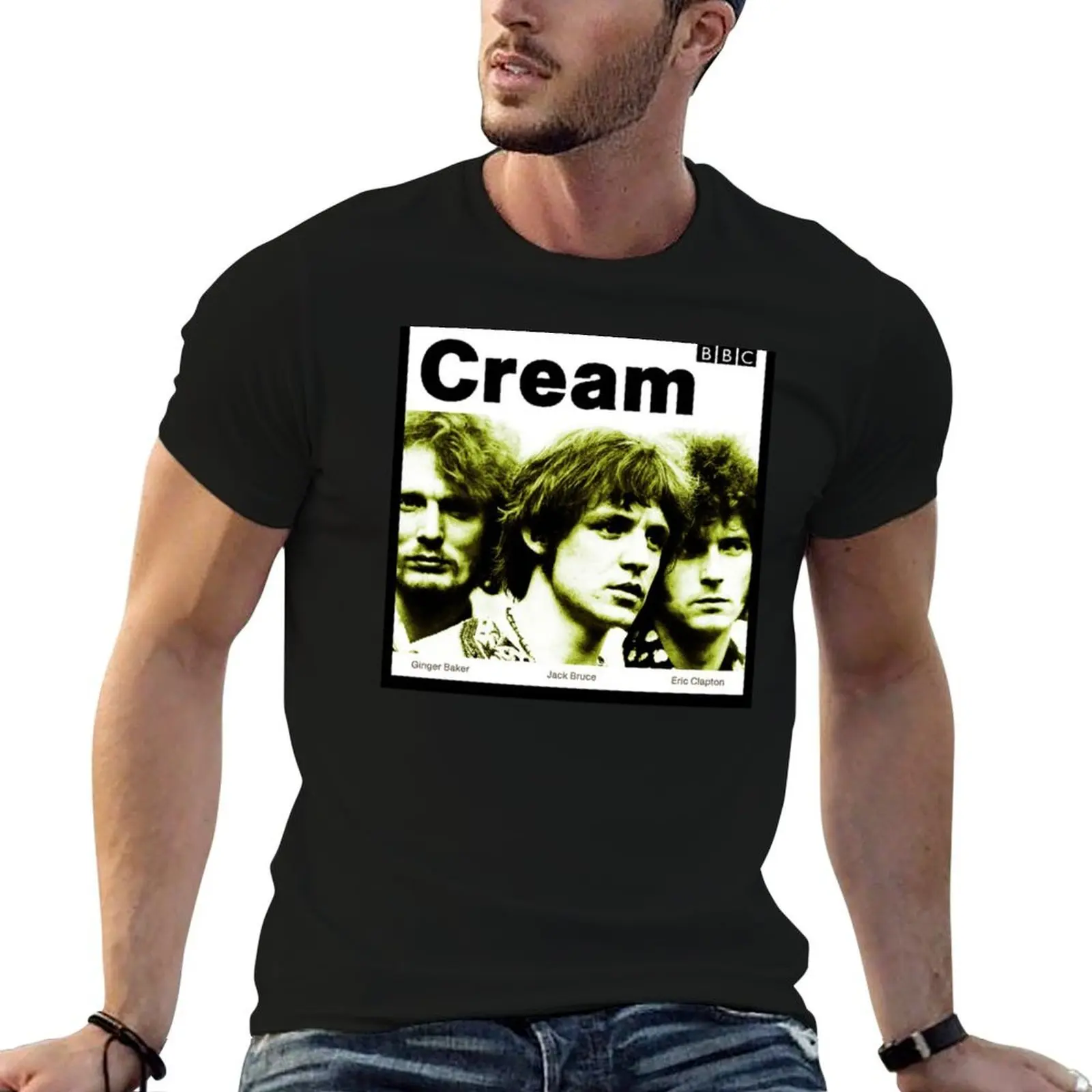 

Cream Band T-Shirt black cotton t-shirt plain for man package g man t shirts for men t shirts for man pack cotton T-shirt