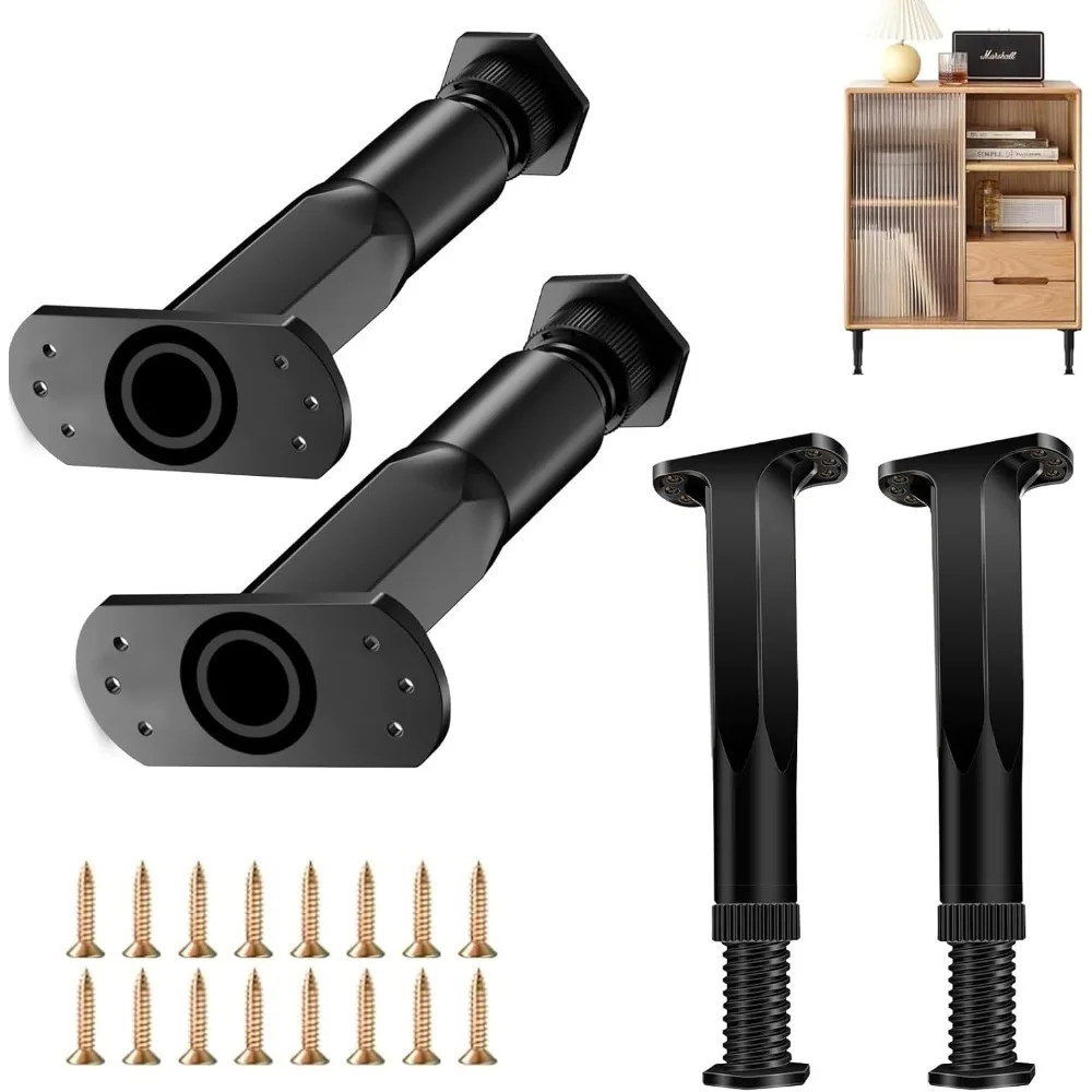 

4 PCS Adjustable 8.3-14.5 Bed Support Legs with 24 Screws, Heavy Duty Furniture Replacement Legs for Bed Frame, Sofa, D
