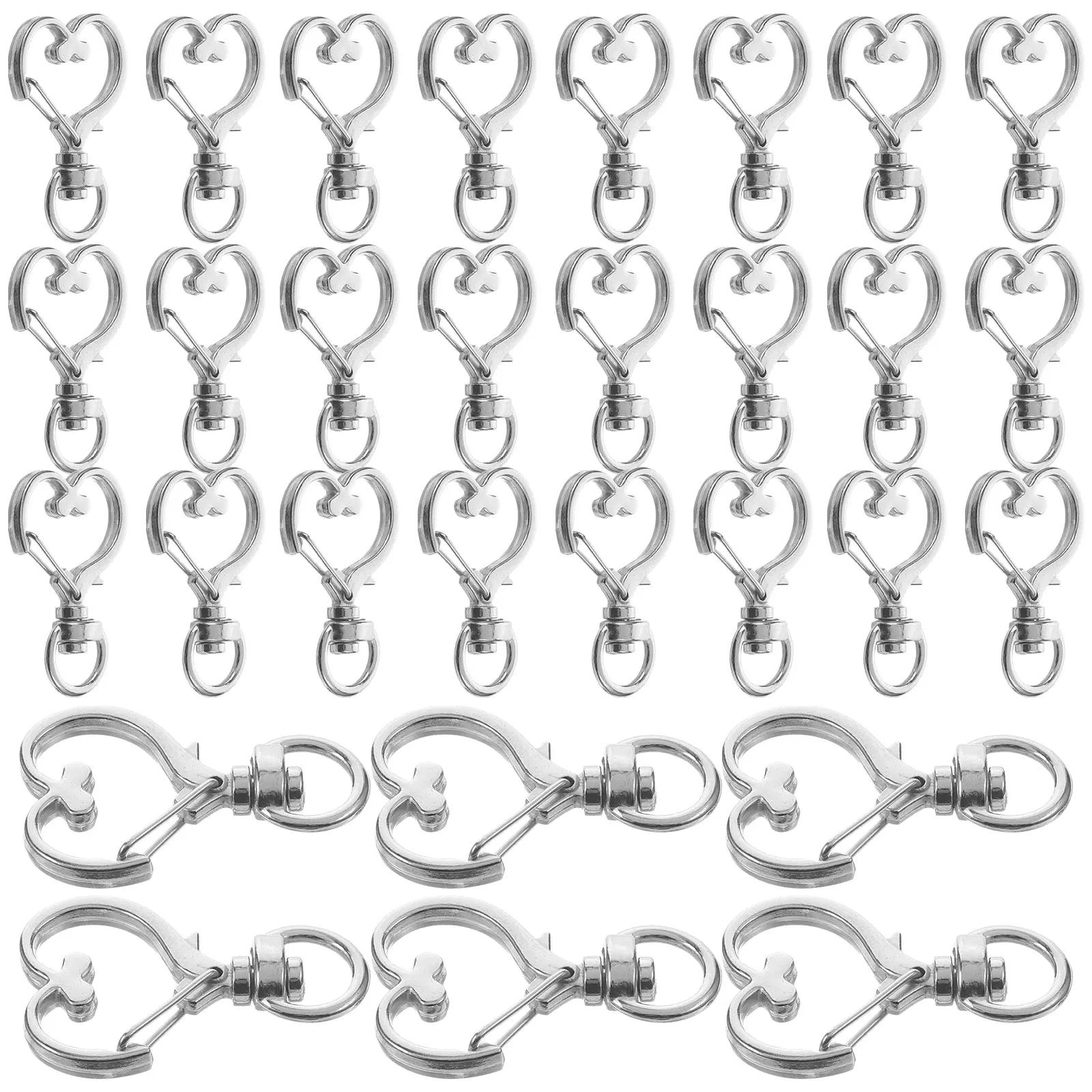 

50 pcs Keychain Buckle Silver Heart Shape Key Ring Chain Hanging Accessories Women Durable Premium Creative Jewelry Craft