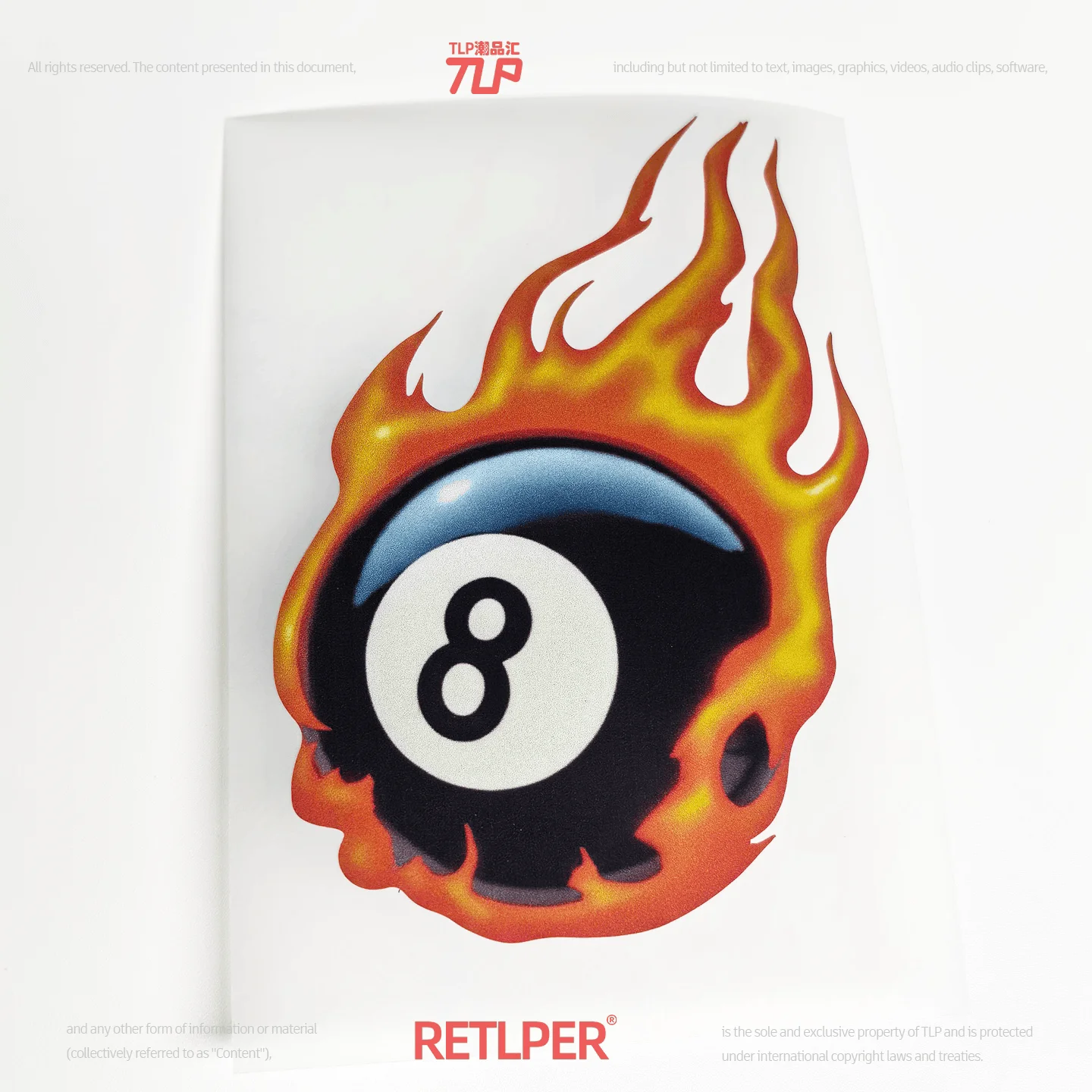Retlper Hollow-Out Car Sticker Original Black 8 Advance Flame Billiards Waterproof Flat Sticker for Cars and Motorcycles