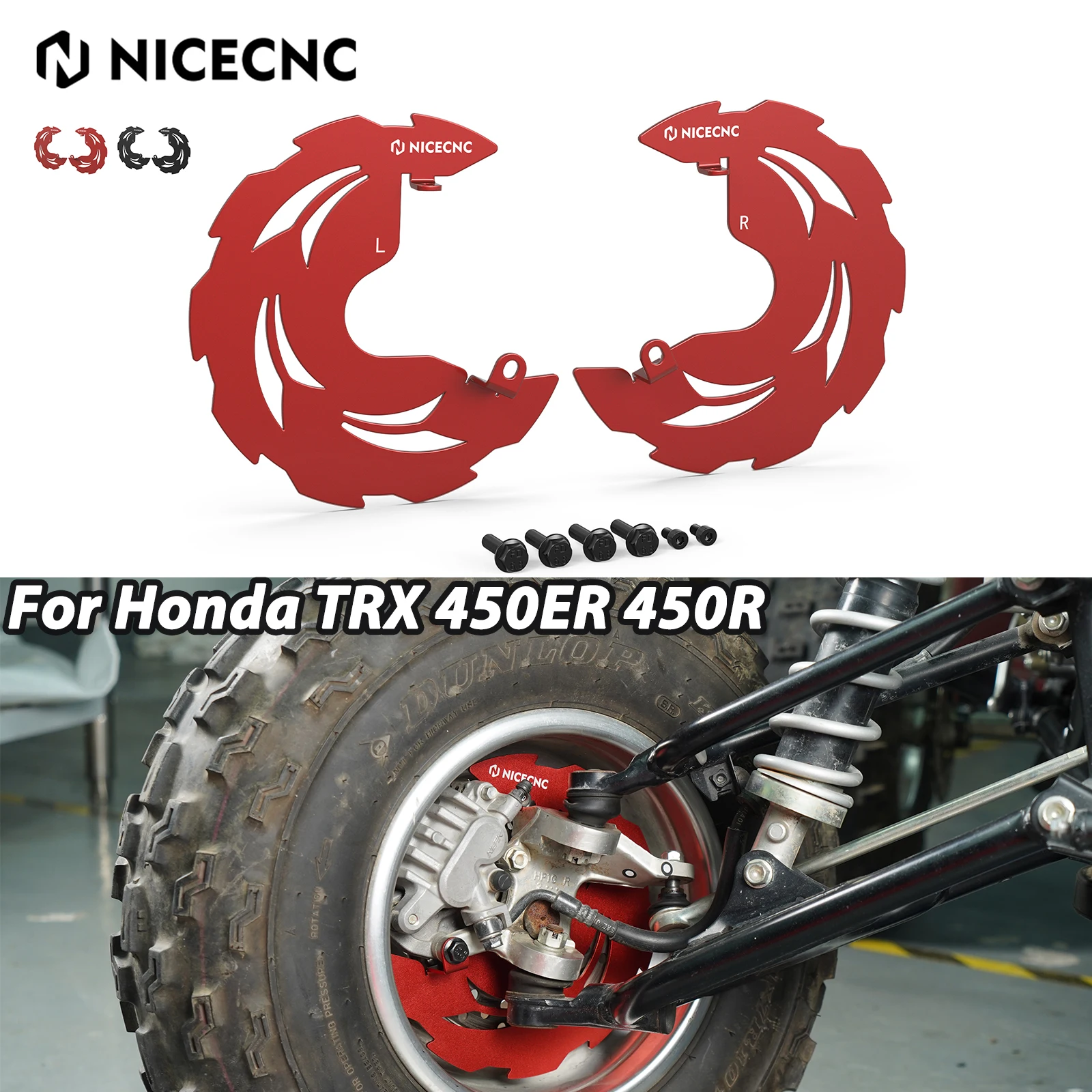 

NICECNC ATV Front Brake Rotor Disc Guards For Honda TRX450R 2006-2009 TRX450ER 450ER TRX 2006-2014 Aluminum 45331-HP1-600