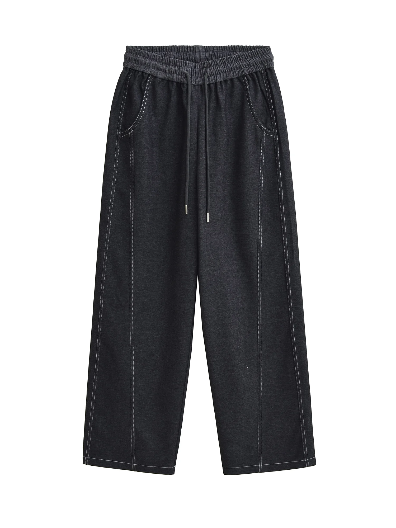 American Sle High Waist Wide Leg Jeans Women's Casual Pants Color Blo Splicing Stitching Banana ape Slimming Pants