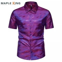 Luxury Ripple Jacquard Shirts Nightclub Designer Clothes Men Disco Party Costume Stage Camisas Mens Fashions Streetwear Shirt