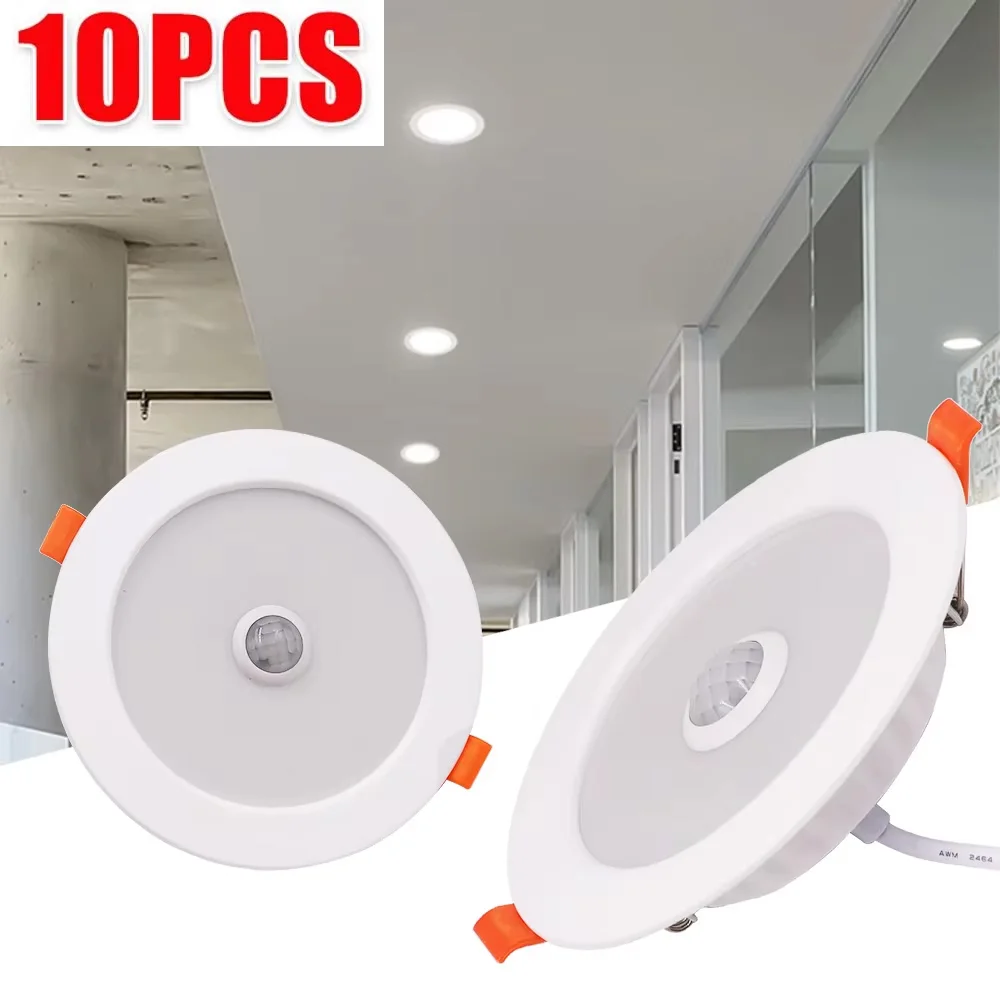 Pop 1-10Pcs LED Downlight Recessed PIR Motion Sensor LED Ceiling Lamp Spot Light AC220V-240V Smart Downlight Light Home Decorati